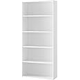 VASAGLE Bookshelf, 5-Tier Bookcase, Storage Shelving Unit, Display Shelf with Open Compartments, Adjustable Storage Shelves, for Living Room, Home Office, Bedroom, Cloud White LBC165T14