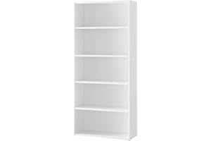 ‎VASAGLE VASAGLE Bücherregal 5 Ebenen, Standregal, Aufbewahrungsregal, verstellbare Einlegeböden, für Wohnzimmer, Homeoffice, Schlafzimmer, wolkenweiß LBC165T14