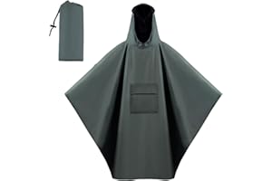Aila Rain Poncho, Waterproof Rain Poncho for Adults, Reusable Waterproof Ponchos 3-in-1 Multifunctional Raincoat with Carry Pouch for Outdoor Camping Hiking Cycling Traveling Men Women, Grey