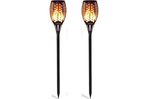 ‎GEYUEYA HOME GEYUEYA Home Solarlampen Für Außen Garten 2er Set, 96 LED, Solarfackeln Für Außen Flackernd Dämmerung Bis Morgen Flackern, IP65 Wasserdichte, Solar Fackeln Für Draußen, Solarleuchten Garten