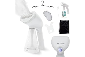 Fridja f10 Handheld Clothes Steamer - Upgraded 1500W Garment Steamer with Heated Panel and 30g/min Steam Output, 260ml Water Tank, Ready in 45 Seconds, for Home, Office & Travel, f10 Black