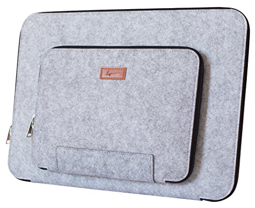 Laptop Tasche f  r 15 Zoll Laptop  Filztasche f  r Laptop  15 Zoll Notebook Tasche f  r Macbook Schutzh  lle   Zus  tzliches Fach au  en  Hellgrau Sch
