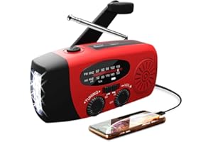 Ailgely Radio solaire d'urgence à manivelle solaire FM/AM/NOAA avec lampe de poche 3 LED et batterie externe 1000 mAh pour smartphones, randonnée, camping, extérieur, urgence