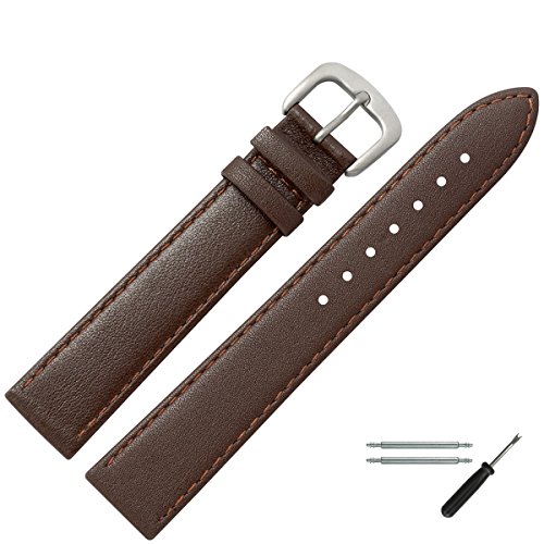 Uhrenarmband 18mm Leder braun, feines echtes Rindleder - Marburger Uhrband inkl. Federstege & Werkzeug - passend zu flachen Uhren - Marburger Uhrenarmbänder seit 1945 - dunkelbraun / Titanschließe Uhrenarmband 18mm Leder braun, feines echtes Rindleder - Marburger Uhrband inkl. Federstege & Werkzeug - passend zu flachen Uhren - Marburger Uhrenarmbänder seit 1945 - dunkelbraun / Titanschließe