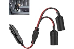 Erato gniazdo zapalniczki samochodowej, 12V/24V adapter 15A 16AWG 1 do 2 rozdzielacz z automatycznym gniazdem papierosów 2-drożny rozdzielacz żeński terminal przedłużający do motocykla, łodzi,