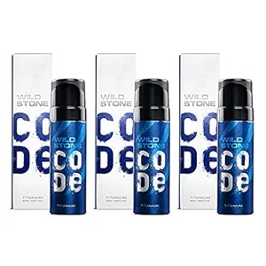 Wild Stone Code Titanium No Gas Body Perfume for Men, Strong Masculine Aroma for Everyday Use, Pack of 3 (120ml each)