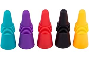 COPIEL Silikonowe zatyczki do wina, kolorowe opakowania 5 szt. wielokrotnego użytku, do wekowania piwa, napojów, alkoholu