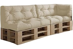 chilly pilley Coussin De Palette EU Imperméable Coussin De Jardin Imperméable Flocons De Mousse Plusieurs Tailles Et Couleurs (Set 5 ER. Crème)