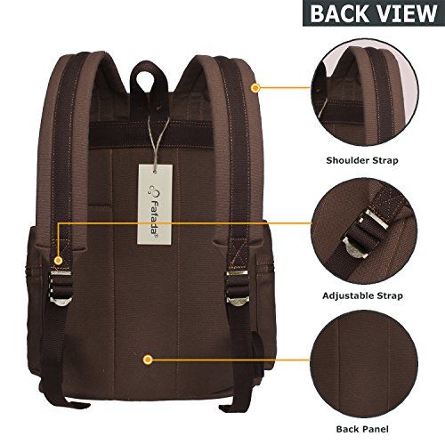 Fafada Rucksack Canvas Vintage Damen M  dchen Leder Retro Laptop backpack Schulrucksack Daypack f  r Campus Studenten und Outdoor Reisen Wandern Kaffe