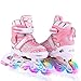 Produktbild Ancheer Für Kinder Jungen Mädchen Einstellbare Größen Beleuchtung Räder Atmungsaktives Mesh Dreifachschutz Inline Skates Aluminium Rahmen Einstellbare Rollschuhe (Rosa, 31-34)
