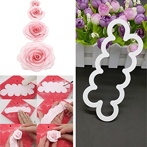 ilauke Rosenausstecher DIY Modellierwerkzeug Deko Utensilien für Rüschen Fondant Marzipan Blütenpaste Kunchen die einfachsten Rosen Ausstecher der Welt - the Easiest Rose Cutter Ever Blüten (Groß)