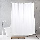BadeStern Vorhang für Dusche: Duschvorhang Weiß, 180 x 200 cm, mit 12 Befestigungsringen, Waschbar (Duschvorhang Wasserabweisend)