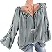 Produktbild Damen Chiffon T-Shirt Frauen Hollow Sommer Verband-Spitze Sweatshirt Casual Tunika Bluse Tops Long Sleeves S-5XL (M, Grau)
