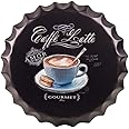 EAZYWAGON Decorative Metal Bottle Caps Wall Sign Plates - 14X14 Inches – Caffe latte Metal Sign Wall Hanging Bottle Cap for Home, Farmhouse, Bar & Cafe Decoration | Vintage & Retro Look Wall Plaques