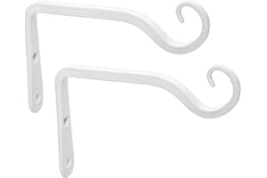 Mkouo 2 Pack Wall Hook Hanging Plant Bracket, Decorative Straight Plant Hanger for Bird Feeders, Planters, Lanterns, Wind Chimes, Indoor Outdoor, White, 15cm