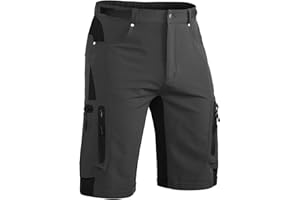 Hiauspor Kurze Hosen Herren, Leichte Wanderhose Atmungsaktiv Schnelltrocknen Cargo Bermuda Shorts Elastische Radlerhose MTB Fahrradhose Outdoorhose Sport Radhose Sommer mit 6 Taschen