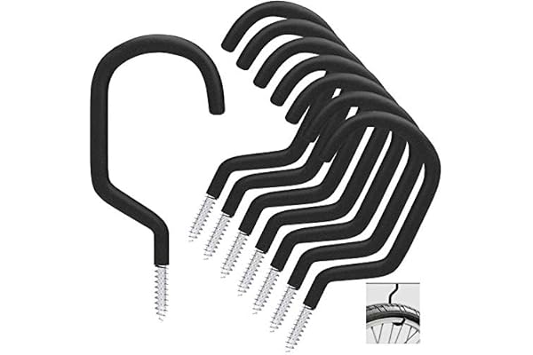 Sinoer Crochet de vélo 8 pièces, support de vélo adapté à une utilisation polyvalente, à visser, pour abri, garage, jardin, revêtement plastique pour support mural/plafond