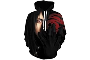 IFIKK Sweat à Capuche Garçon 3D Anime Pull Sweats à Capuche Japonais Anime Cosplay Vetement Enfants Hoodie Uzumaki Uchiha Sasuke Sweat à Manches Longues Vetement