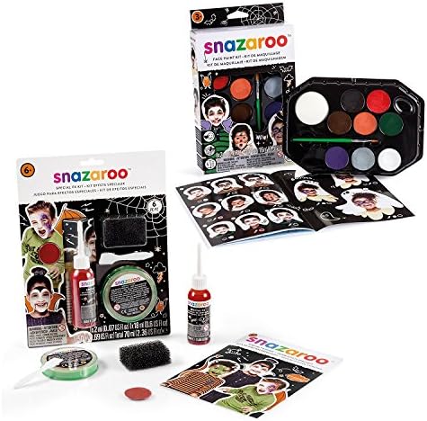 Snazaroo Halloween Basic Face Paints and Special Effects Set bundle with bonus Halloween A6 Booklet with 2 step Guide