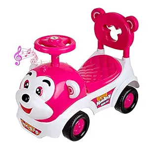 Dash Baby Toy Monkey Ride On, Baby Car, Kids Car, Toy Car, Push Car with Musical Tunes Toy for 1 Year Old Baby (Pink)