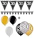 Produktbild Feste Feiern Geburtstagsdeko Zum 30 I 7 Teile Luftballon Wimpelkette Banner Gold Schwarz Silber Party Deko Set Alles Gute