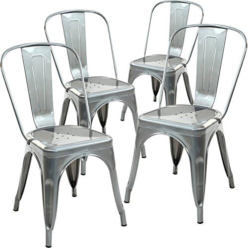 Poly and Bark Trattoria Side Chair (Set of 4), Polished Gunmetal