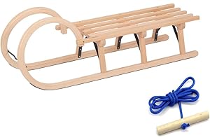 LOFTRA Birsppy Hörnerschlitten/Hörnerrodel mit Leine / 110cm Alpina Fun by Colint (Rodel Schlitten aus Holz) TÜV/GS