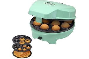 Bestron 3-i-1 kakmaskin i retrodesign, för munkar, muffins och cake pops, Sweet Dreams, non stick-beläggning, 700 W