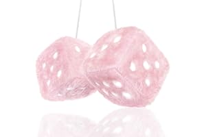 FENQURO Dadi per Auto 1 Paio Coppia di Cubi di Peluche per Auto 6 cm Cubo per Auto Decorazioni per Auto Retrò Quadrato Sfocato Cubo di Peluche Ciondolo Decorazione per Interni di Auto (Rosa)