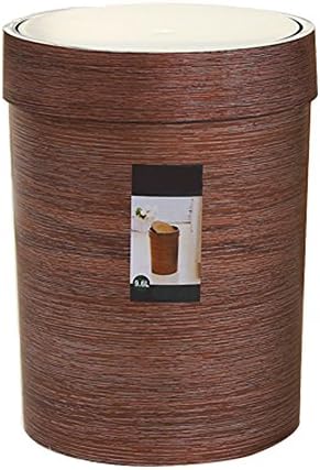 Cadrofer Plastic Trash Bin Flip Top Swing Dustbin Waste Bin with Lid Garbage Bin Wastebasket (8L, Brown)