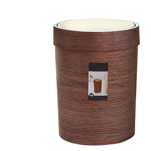 Cadrofer Plastic Trash Bin Flip Top Swing Dustbin Waste Bin with Lid Garbage Bin Wastebasket (8L, Brown)