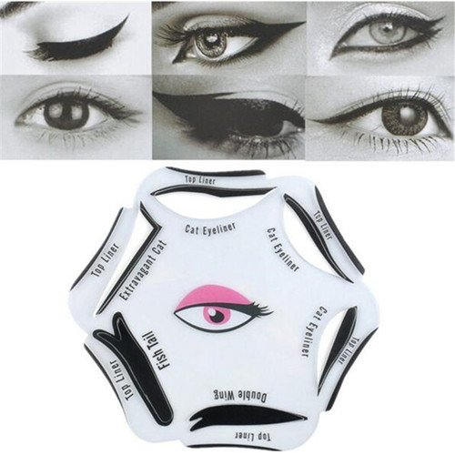 1Pc 6 In 1 Beauty Cat Eyeliner Stencil Smoky Eye Models Template Shaper Makeup Tool