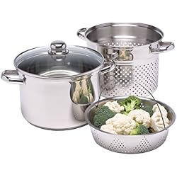 Kitchen Craft Italian Collection Faitout à pâtes avec insert vapeur Acier inoxydable 20 cm