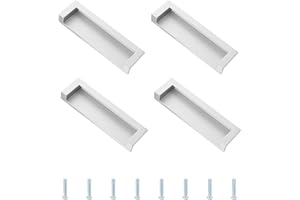 Morobor Tatami Hidden Door Handles, 4pcs Embedded Handle, Recessed Finger Pulls with Hidden Concealed Screws for Cabinet Wardrobe Drawer(Silver)