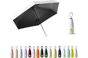 HUAMu Mini-Sonnenschirm für Reisen, Ringgriff, Beschichtungsschicht, Stoffblockierung, UV-Schutz, 99,9 %, kompakt, faltbar, leicht, klein, tragbar, Rucksack, Regen, Sonne, Herren, Damen, Kinder