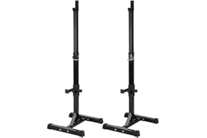 Costoffs 2PCS Height-adjustable Squat Rack Heavy Duty Squat Stands Barbell Racks Fitness Weight Bar for Home Training