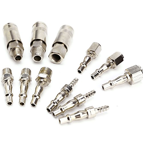 12x Druckluft Kupplung Stecknippel Schnellkupplung Schlauchanschluß Stecker Adapter Stecktüllen /Schlauchtülle Schlauchanschluss Satz 1/4″ – 3/8″ Kupplung NEU - 3