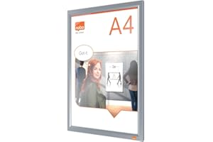 ‎NOBO Nobo A4 Bilderrahmen mit Eloxiertem Cliprahmen, Info-Rahmen mit Wandbefestigung, Durchgehende Eckbefestigung, Aushang-Rahmen, Auf Gehrung geschnittene Ecken, Klapprahmen, Impression Pro Serie, 1915578