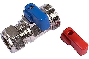 Merriway BH02052 Washing Machine Dishwasher Hot and Cold Straight Tap Valve Connector, Silver