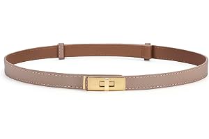 HATOFES Kvinnor damer justerbar smal läderbä solid legering vändlås smal tunn midjebä midjeband dekorativt bä för klänningar jeansbyxor