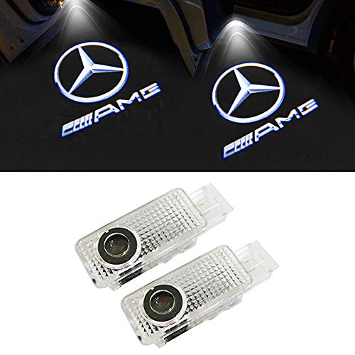 LIKECAR 2 pcs lumières de Porte projecteur de Voiture Car LED Bienvenue Logo(W203-AMG)