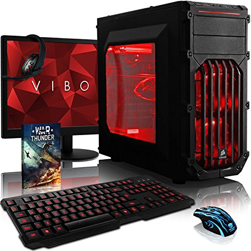 VIBOX Warrior Komplett-PC Paket 4X Gaming PC - 4,1GHz AMD FX 6-Core CPU, RX 460 GPU, leistungsfähig, Desktop Gamer Computer mit Spielgutschein, 22" HD Monitor, Gamer Tastatur & Mouse, Rot Innenbeleuchtung, lebenslange Garantie* (3,5GHz (4,1GHz Turbo) Superschneller AMD FX 6300 Sechs 6-Core Prozessor CPU, MSI AMD Radeon RX 460 2GB Grafikkarte, 8GB DDR3 1600MHz RAM, 2TB Festplatte, Raijintek CPU Kühler, 85+ Netzteil, Corsair Gehäuse, AM3+ Mainboard, Ohne Windows Betriebssystem)
