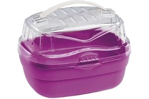 Ferplast Trasportín para hámsteres y Otros pequeños roedores ALADINO Small Jaula de Viaje para roedores y hámsteres, Rejillas de ventilación, Cómoda asa, Cierre Seguro, 20 x 16 x h 13,5 cm Fucsia