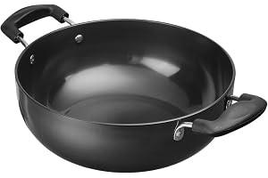 Vinod Black Pearl Hard Anodised Non Stick Deep Kadhai - 2.1 LTR, 20 cm 3.25mm Thickness kadai for Cooking Metal Spoon Friendly 2 Year Warranty Toxin Free - Black