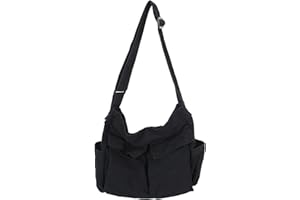 Chirest Messenger Bag, Large Hobo Crossbody Bag with Multiple Pockets Canvas Shoulder Tote Bag for Women and Men