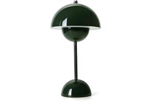 BOMKRA Flowerpot Mushroom LED Table Lamps,Rechargeable Modern Bud Macaron Lamp Vintage Touch Dimmable with 3 Color Bedside Light for Bedroom Living Room Home Office Wedding (Green)