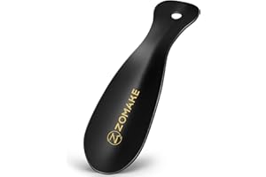 ZOMAKE ZOMAEK Łyżka do Butów Metalowa Mały,Stabilna Stali Nierdzewnej Róg do Butów,19cm Krótki Klakson But Z Uchwytem ściennym(Czarne)