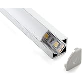 K&ouml;şe LED Profil Kanal Al&uuml;minyum 2mt. sıva &uuml;st&uuml; Eloksallı 18x18mm Opak Şeffaf Pleksi Kapaklı Yan Kapak Tutucu Şerit Aydınlatma