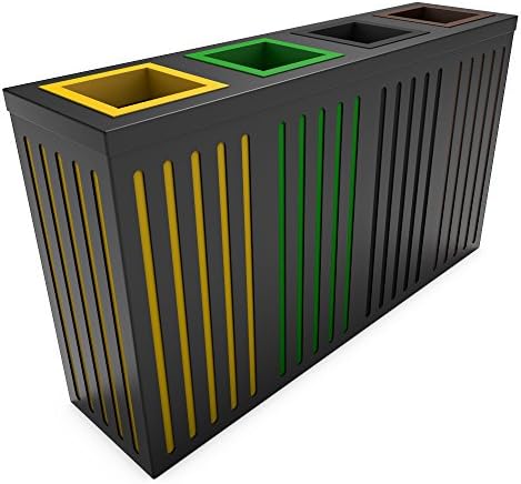 poubelledirect 90 Litres Bin Rubbish Sorting System for Company, Body: Orion 4 x 90/4 basin waste bin – yellow, Green, Brown, Anthracite – Anthracite, L