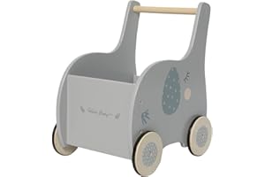 labebe Passeggino per bambini, in legno, con elefante grigio, con spazio per 1-3 anni, senza passeggiate, passeggino, toddler Push & Pull Toys/giocattolo/passeggino Activity Babywalker